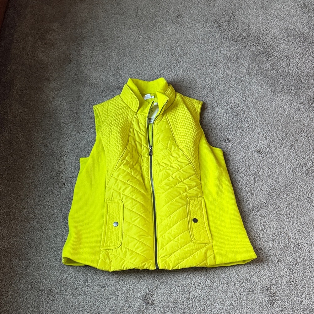LuLaRoe Hunter Neon Yellow Quilted Zip Front Puffer Vest NWT SIZE L